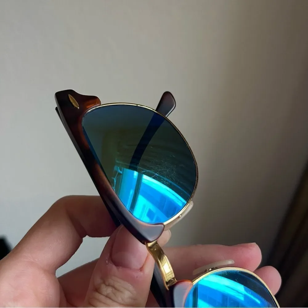 Ray-Ban Clubmaster Tortoiseshell Mirrored Blue Sunglasses